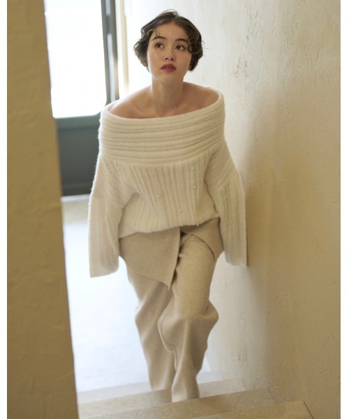 NOTREemor(ノートルエモア)の「wool layered pants(スラックス・レディース・グレー/アイボリー・FREE)」の10枚目の写真