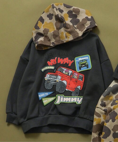BREEZE(ブリーズ)の「【リンク】Jimnyコラボ ワッペンパーカー(パーカー・キッズ・ブラック/カーキ・110/100/90/80/140/130/120)」の1枚目の写真