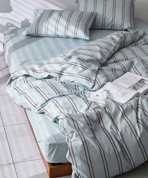 COCOPLATZ interior（ココプラッツインテリア）の「ストライプ柄布団カバーセット│ダブル3点セット（寝具・レディース・ピンク/アイボリー/グレイッシュブルー・FREE）」の9枚目の写真