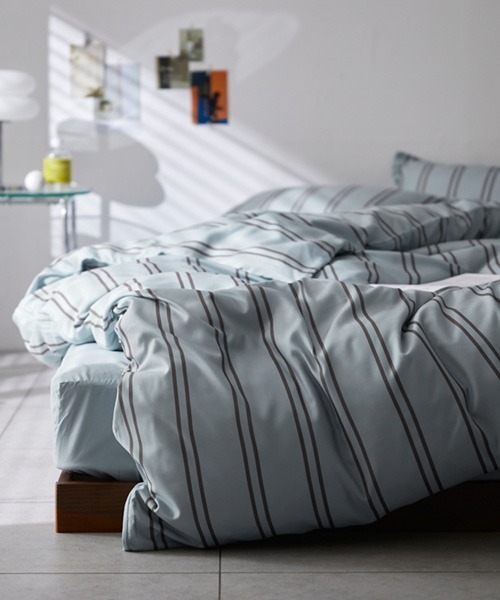 COCOPLATZ interior（ココプラッツインテリア）の「ストライプ柄布団カバーセット│ダブル3点セット（寝具・レディース・ピンク/アイボリー/グレイッシュブルー・FREE）」の10枚目の写真