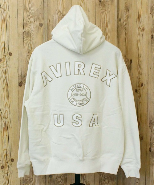 AVIREX(アヴィレックス)の「AVIREX 50th VARSITY PARKA(パーカー・メンズ・エンジ/ホワイト/チャコールグレー・M/L/XL/XXL)」の5枚目の写真