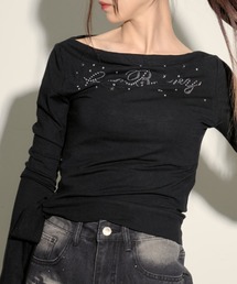 『.KOM/ドットケーオーエム』ラインストーン長袖Tシャツ【GC】