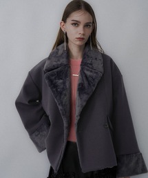 HARE(ハレ)のウーリーテックフェイクファーショートコート(HARE)(ピーコート)