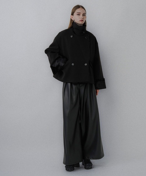 ウーリーテックフェイクファーショートコート(HARE)（チェスターコート