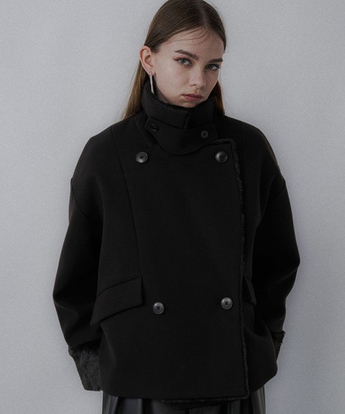 HARE（ハレ）の「ウーリーテックフェイクファーショートコート(HARE)（チェスターコート・レディース・グレー/グリーン/ブラック・FREE）」の16枚目の写真