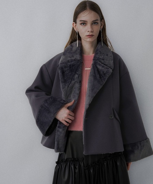 HARE ウーリーテックフェイクファーショートコート ウーリーテックフェイクファーショートコート(HARE)（ピーコート