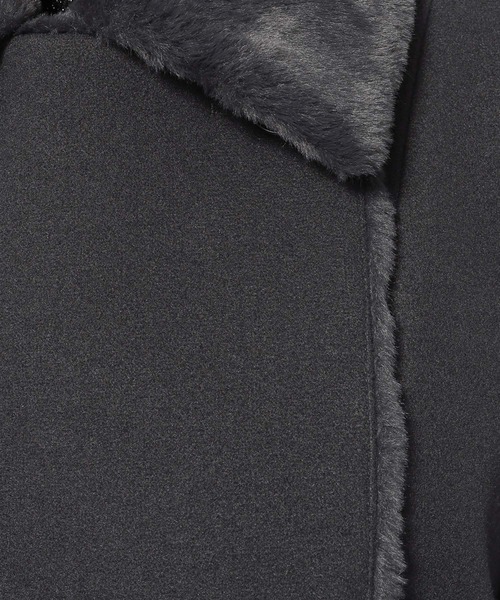 HARE（ハレ）の「ウーリーテックフェイクファーショートコート(HARE)（チェスターコート・レディース・グレー/グリーン/ブラック・FREE）」の10枚目の写真