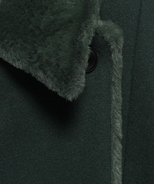 HARE（ハレ）の「ウーリーテックフェイクファーショートコート(HARE)（チェスターコート・レディース・グレー/グリーン/ブラック・FREE）」の11枚目の写真