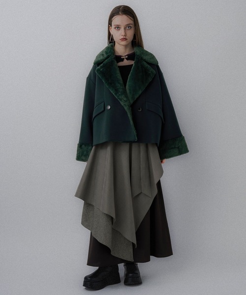 HARE ウーリーテックフェイクファーショートコート ウーリーテックフェイクファーショートコート(HARE)（ピーコート