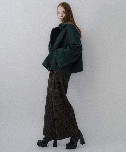 ウーリーテックフェイクファーショートコート(HARE)（チェスターコート