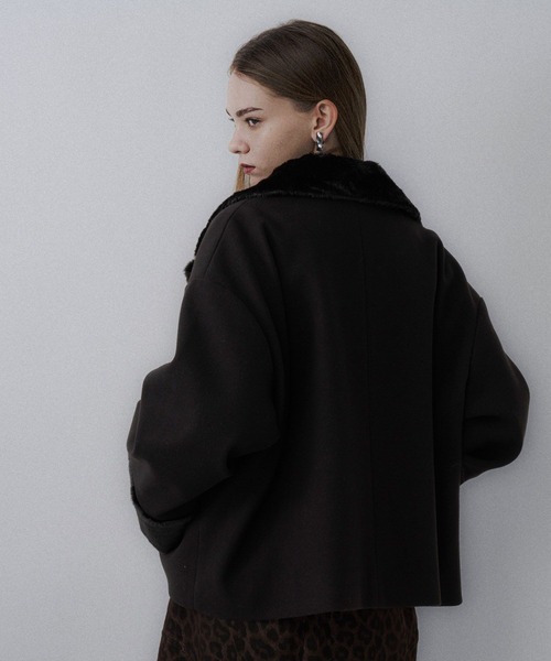 ウーリーテックフェイクファーショートコート(HARE)（チェスターコート