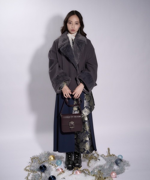 HARE ウーリーテックフェイクファーショートコート ウーリーテックフェイクファーショートコート(HARE)（チェスターコート