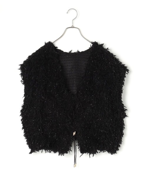 fredy couleur（フレディクルール）の「フェザー2WAYベスト（Tシャツ/カットソー・レディース・ベージュ/ブラック・38）」の2枚目の写真