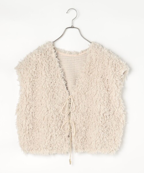 fredy couleur（フレディクルール）の「フェザー2WAYベスト（Tシャツ/カットソー・レディース・ベージュ/ブラック・38）」の10枚目の写真