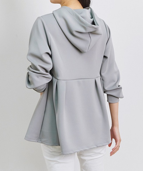 Fizz（フィズ）の「パール付きダンボールペプラムパーカー（パーカー・レディース・アイボリー/ブラック/チャコール/グレー・L/M）」の9枚目の写真