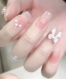 Lace Ladies（レースレディース）の「ハート リボン 3D  デザイン ネイルチップ （ネイルシール/ネイルチップ）」