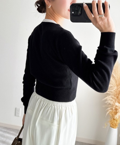 &. NOSTALGIA（アンドドットノスタルジア）の「【ZOZO限定】フェイクレイヤードカーディガン（カーディガン/ボレロ・レディース・ブラック/グレー・M）」の19枚目の写真