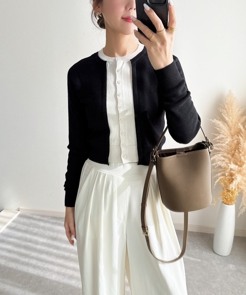 &. NOSTALGIA（アンドドットノスタルジア）の「【ZOZO限定】フェイクレイヤードカーディガン（カーディガン/ボレロ・レディース・ブラック/グレー・M）」の17枚目の写真