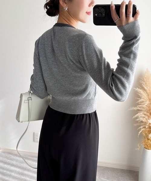 &. NOSTALGIA（アンドドットノスタルジア）の「【ZOZO限定】フェイクレイヤードカーディガン（カーディガン/ボレロ・レディース・ブラック/グレー・M）」の20枚目の写真