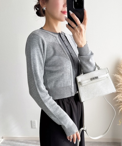 &. NOSTALGIA（アンドドットノスタルジア）の「【ZOZO限定】フェイクレイヤードカーディガン（カーディガン/ボレロ・レディース・ブラック/グレー・M）」の21枚目の写真