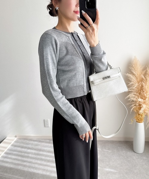 &. NOSTALGIA（アンドドットノスタルジア）の「【ZOZO限定】フェイクレイヤードカーディガン（カーディガン/ボレロ・レディース・ブラック/グレー・M）」の22枚目の写真