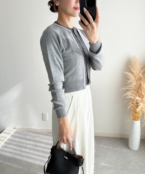 &. NOSTALGIA（アンドドットノスタルジア）の「【ZOZO限定】フェイクレイヤードカーディガン（カーディガン/ボレロ・レディース・ブラック/グレー・M）」の12枚目の写真