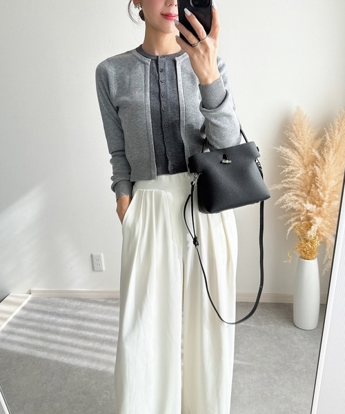 &. NOSTALGIA（アンドドットノスタルジア）の「【ZOZO限定】フェイクレイヤードカーディガン（カーディガン/ボレロ・レディース・ブラック/グレー・M）」の10枚目の写真