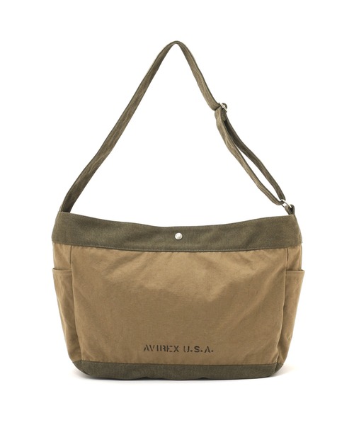 AVIREX（アヴィレックス）の「COATING CANVAS NEWSPAPER BAG "CHERRY POINT" / コーティング キャンバス ニュースペーパーバッグ チェリーポイント / AVIREX / アヴィレックス（ショルダーバッグ・メンズ・オリーブ・FREE）」の6枚目の写真