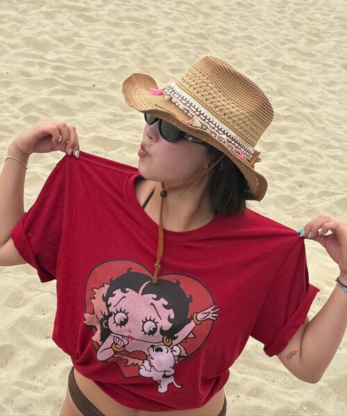 CNVS（ベティ ブープ）の「ベティブープハートバーストオーバーサイズ半袖Tシャツ_レッド（Tシャツ/カットソー・レディース・レッド・ONE）」の8枚目の写真
