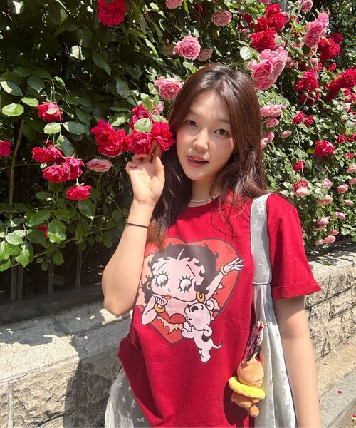 CNVS（ベティ ブープ）の「ベティブープハートバーストオーバーサイズ半袖Tシャツ_レッド（Tシャツ/カットソー・レディース・レッド・ONE）」の10枚目の写真