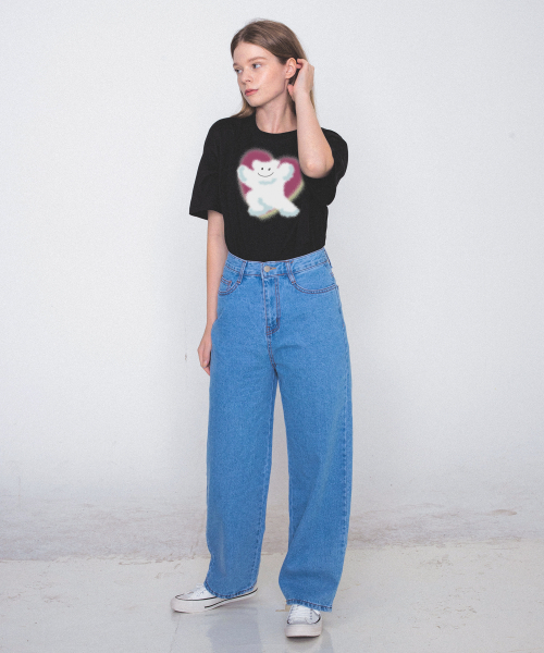 GRAVER（グレーバー）の「[ユニセックス]スプレーベアビッグクラウドスマイル半袖Tシャツ_ブラック（Tシャツ/カットソー・レディース・ブラック・SMALL/MEDIUM/LARGE/X-LARGE）」の2枚目の写真