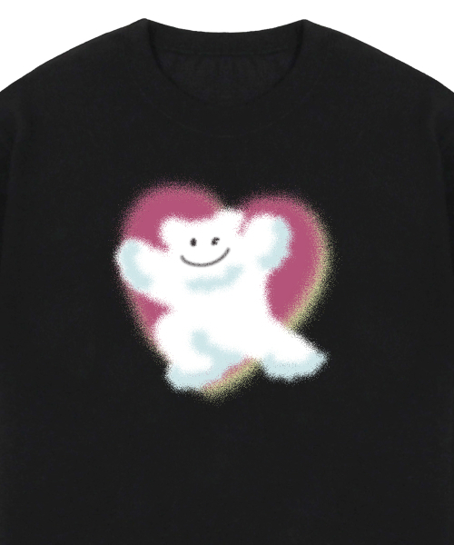 GRAVER（グレーバー）の「[ユニセックス]スプレーベアビッグクラウドスマイル半袖Tシャツ_ブラック（Tシャツ/カットソー・レディース・ブラック・SMALL/MEDIUM/LARGE/X-LARGE）」の3枚目の写真