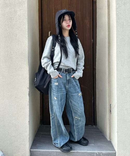 Verdnt（バーダント）の「カーブドキャットウォッシュデミジワイドデニムパンツ[サンドブルー]（デニムパンツ・レディース・その他・SMALL/MEDIUM/LARGE）」の11枚目の写真