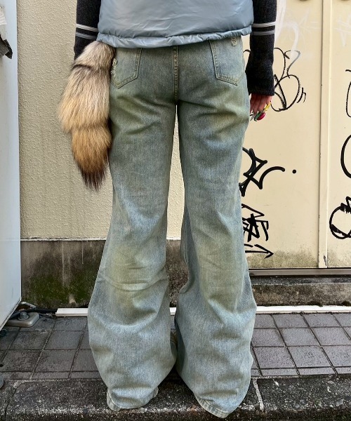 Never mind the XU（ネバーマインドザエックスユー）の「【Never mind the XU】damage flare denim pants / 【ネバーマインド ザ エックスユー】ダメージフレアデニムパンツ  <着用動画あり>（デニムパンツ・メンズ・ブルー・S/M）」の14枚目の写真