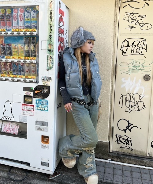 Never mind the XU（ネバーマインドザエックスユー）の「【Never mind the XU】damage flare denim pants / 【ネバーマインド ザ エックスユー】ダメージフレアデニムパンツ  <着用動画あり>（デニムパンツ・メンズ・ブルー・S/M）」の9枚目の写真