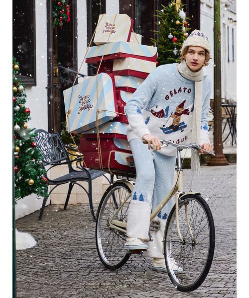【HOLIDAY】【HOMME】スキーベアジャガードロングパンツ