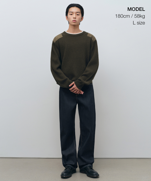 MUSINSA STANDARD（ムシンサスタンダード）の「リブドコマンドニット [カーキ]（ニット/セーター・メンズ・その他・SMALL/MEDIUM/LARGE/X-LARGE/XX-LARGE）」の2枚目の写真