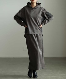 Sawa a la mode（サワアラモード）の「MA-1ポケット付きフーディスカートセットアップ（ワンピース・レディース）」