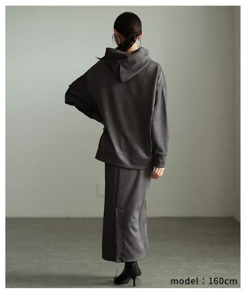 Sawa a la mode(サワアラモード)の「MA-1ポケット付きフーディスカートセットアップ(ワンピース・レディース・ダークカーキ/チャコールグレー・FREE)」の19枚目の写真