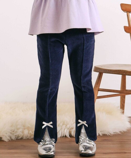 SLAP SLIP(スラップスリップ)の「スカラップポケットフロントタック裾スリットロングパンツ(80~130cm)(その他パンツ・キッズ・ネイビー/オフホワイト・80cm/130cm/100cm/90cm/110cm/120cm)」の2枚目の写真