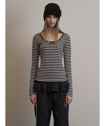 STRIPE LACE TOP / WHITE