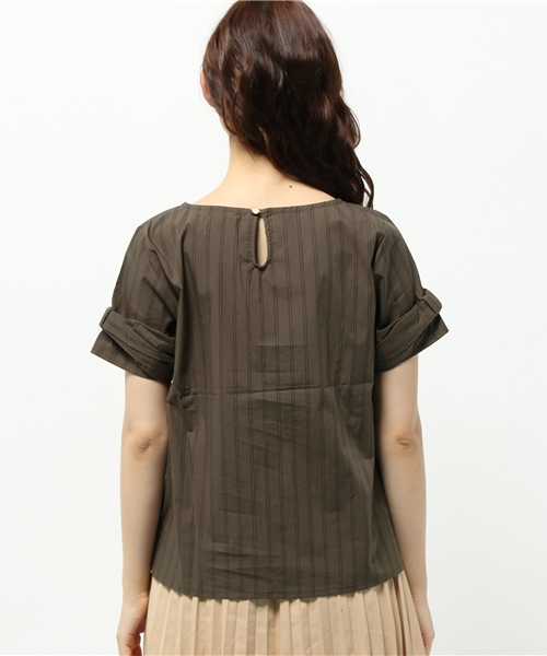 OUTLET（アウトレット）の「【Discoat Petit】ダンプストライプ袖リボンBL（シャツ/ブラウス・レディース・カーキ・MEDIUM）」の4枚目の写真