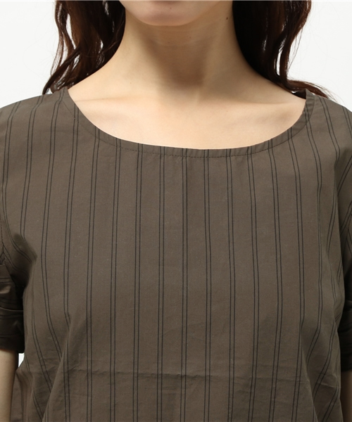 OUTLET（アウトレット）の「【Discoat Petit】ダンプストライプ袖リボンBL（シャツ/ブラウス・レディース・カーキ・MEDIUM）」の5枚目の写真