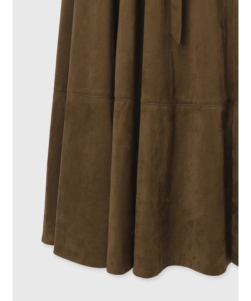 スウェードオープンカラーフレアワンピース（ワンピース）｜anuans（ア