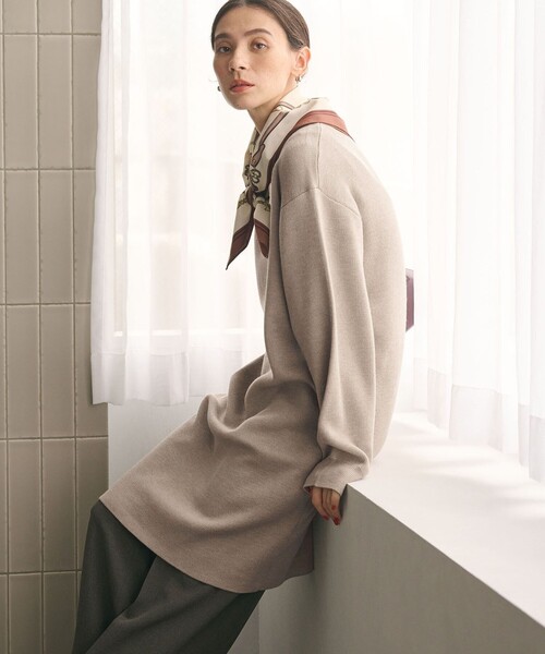 BEAUTY&YOUTH UNITED ARROWS（ビューティーアンドユースユナイテッドアローズ）の「【WEB限定 Wardrobe DAILY MINIMAL】コクーンニットワンピース ウォッシャブル（ワンピース・レディース・ダークグレー/ベージュ/ライム・FREE）」の4枚目の写真