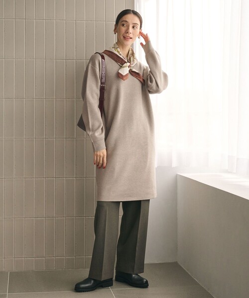 BEAUTY&YOUTH UNITED ARROWS（ビューティーアンドユースユナイテッドアローズ）の「【WEB限定 Wardrobe DAILY MINIMAL】コクーンニットワンピース ウォッシャブル（ワンピース・レディース・ダークグレー/ベージュ/ライム・FREE）」の6枚目の写真