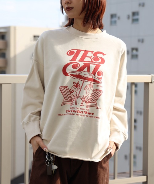 The Endless Summer(エンドレスサマー)の「TES LADIES CALIF STYLE UP SWEAT / レディース スタイルアップスウェット(スウェット・メンズ・サックスブルー/アイボリー/グレー・FREE)」の2枚目の写真