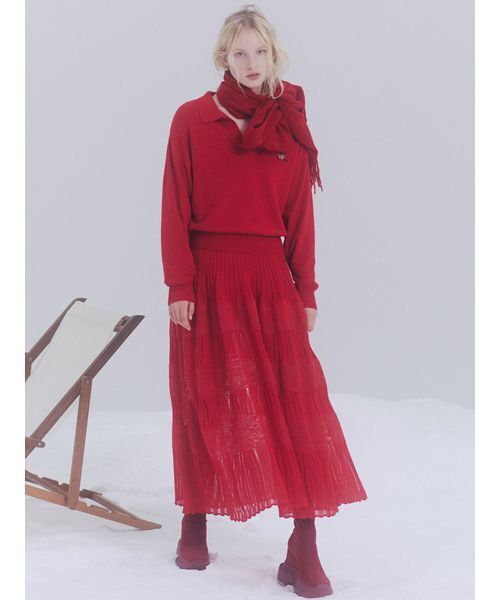 SNIDEL(スナイデル)の「リボンベアスキッパーニットプルオーバー(ニット/セーター・レディース・ネイビー/レッド/アイボリー・F)」の13枚目の写真