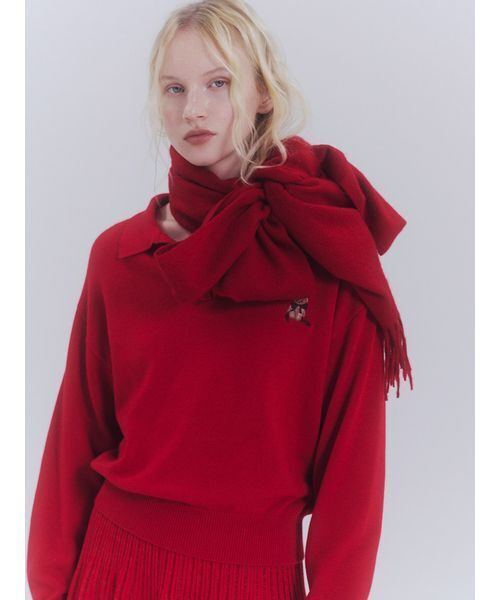 SNIDEL(スナイデル)の「リボンベアスキッパーニットプルオーバー(ニット/セーター・レディース・ネイビー/レッド/アイボリー・F)」の14枚目の写真