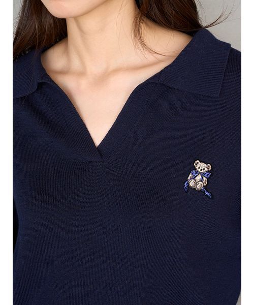 新品未使用☆即完売 SNIDEL スキッパーニットプルオーバー ネイビー リボンベアスキッパーニットプルオーバー（ニット/セーター）｜SNIDEL